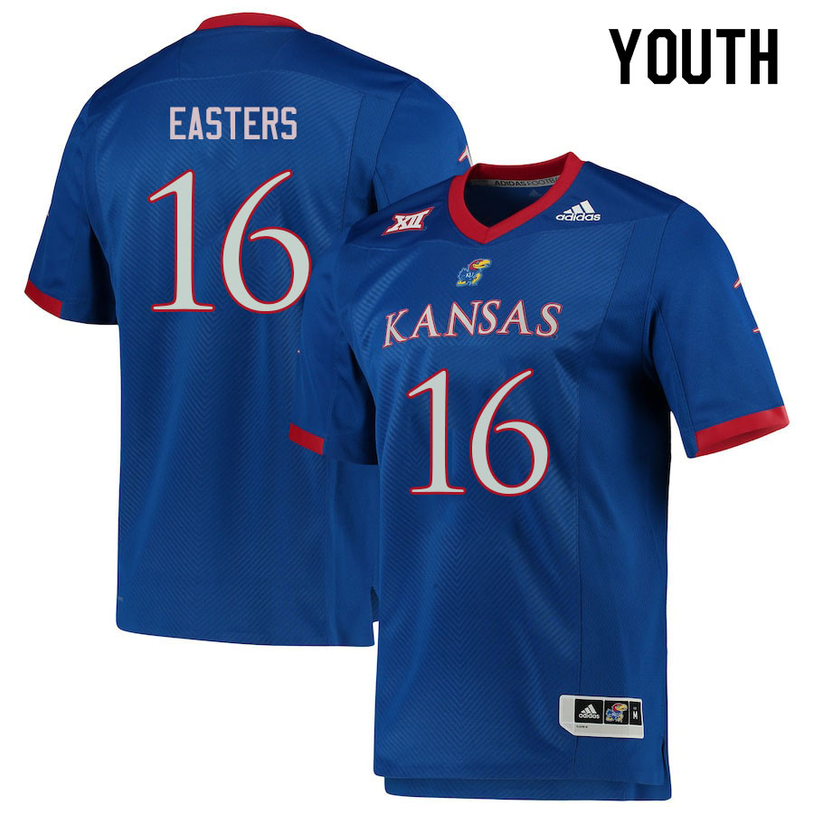 Youth #16 Ben Easters Kansas Jayhawks College Football Jerseys Sale-Royal - Click Image to Close